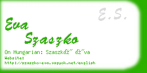 eva szaszko business card